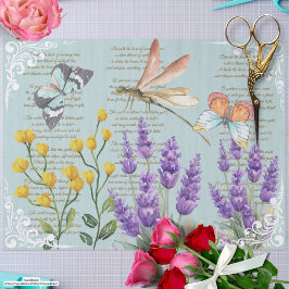 Trendy Retro Lavender Ephemera Filigree Blue Seidenpapier