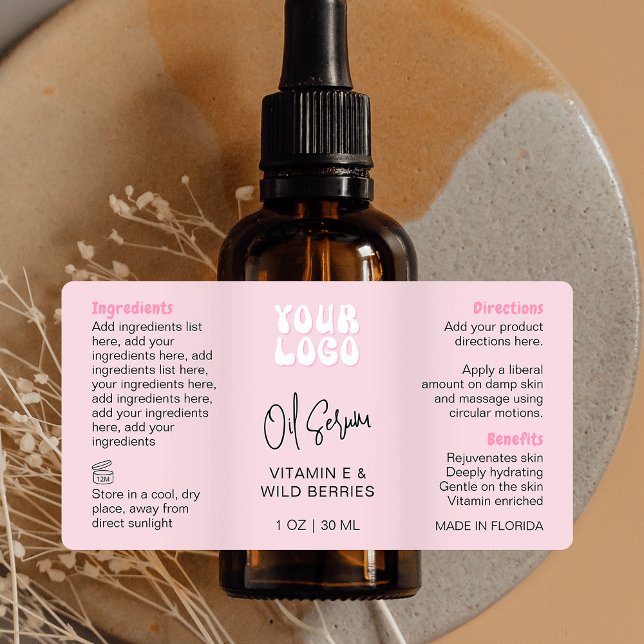 Trendy Retro Pink 1 OZ 30ml Dropper Bottle Adressaufkleber (Von Creator hochgeladen)