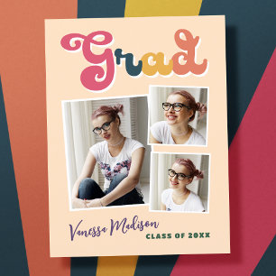 Trendy Retro Vintag Boho Grad 3 FotoCollage Postkarte