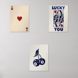 Trendy Retro Wall Art Set, Lucky You Poster Bilderwand Sets