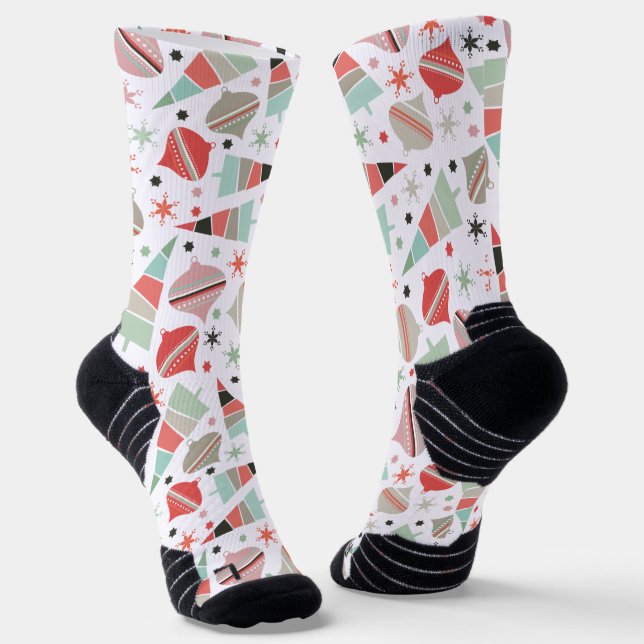 Trendy Retro Weihnachtsbaum und Ornamente Socken (Gewinkelt)