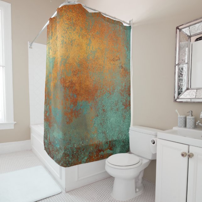Trendy Rich Copper Patina Metallic Duschvorhang (Beispiel)