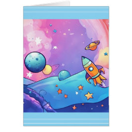 Trendy Rocket Ship Grußkarte