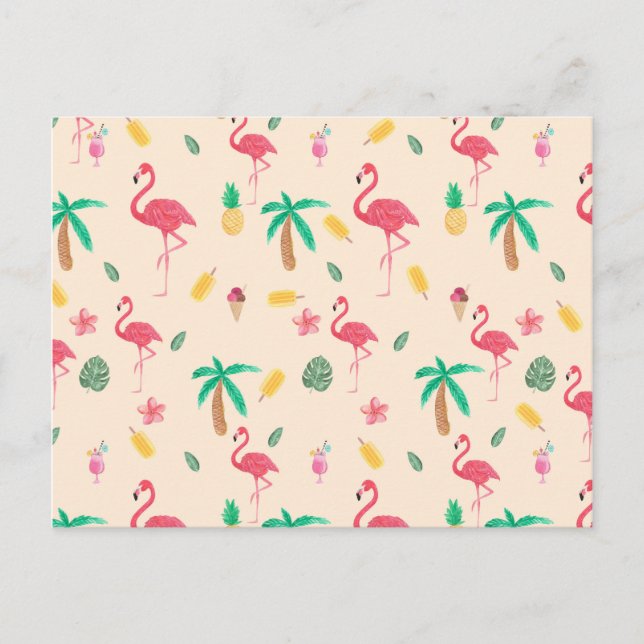 Trendy rosa Aquarell tropisches Flamingo Postkarte (Vorderseite)