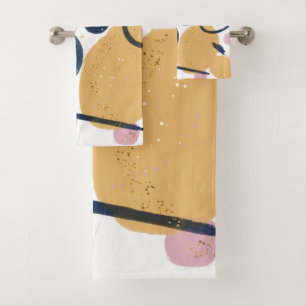 Trendy Rosa Blau Schlaganfall Abstrakte Kunstwerke Badhandtuch Set