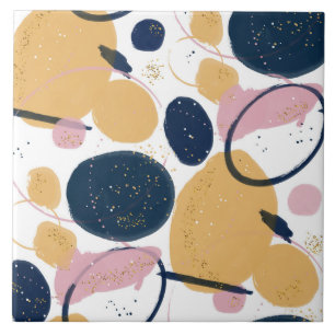 Trendy Rosa Blau Schlaganfall Abstrakte Kunstwerke Fliese