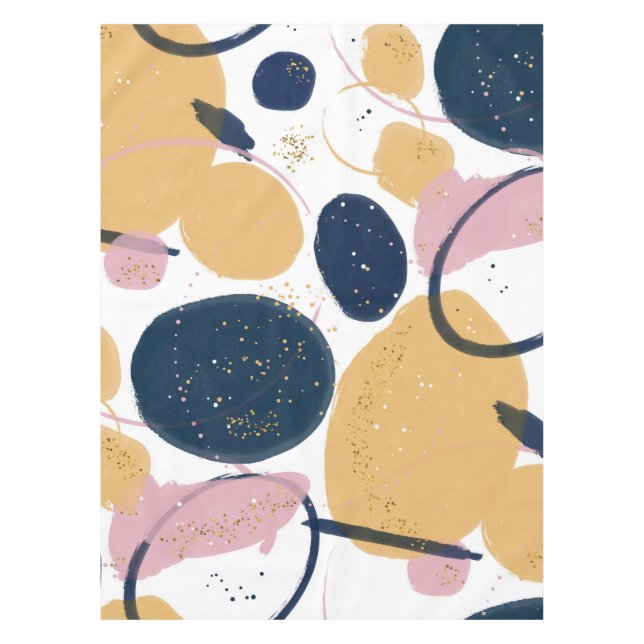 Trendy Rosa Blau Schlaganfall Abstrakte Kunstwerke Tischdecke (Vorderseite)