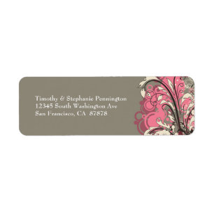 Trendy rosa graue Grunge Wirbel adressieren Etiket
