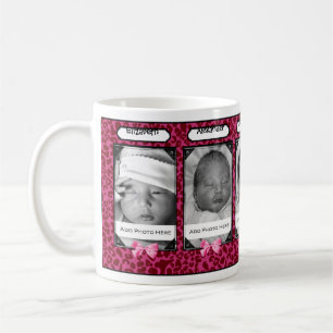 Trendy rosa Leopard-Baby-Foto und Name Kaffeetasse