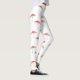 Trendy rosa u. weiße Flamingo-Leggings Leggings