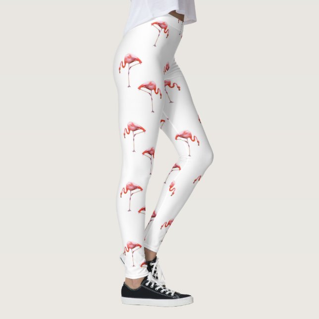 Trendy rosa u. weiße Flamingo-Leggings Leggings (Rechts)