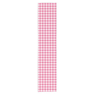 Trendy rosa und weißes Gingham-Karo-Muster Kurzer Tischläufer
