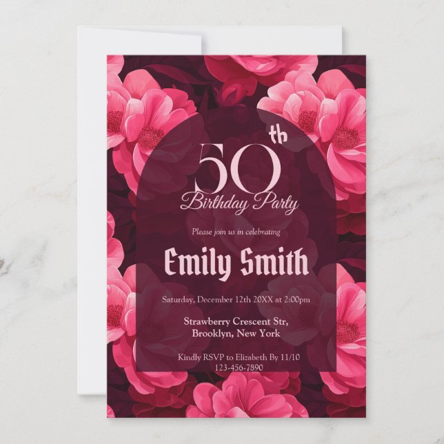 Trendy Rose Fantasy Girl Birthday Party Einladung (Vorderseite)