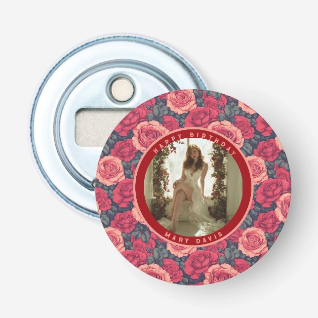 Trendy Rose Floral Party Flaschenöffner (Vorderseite)