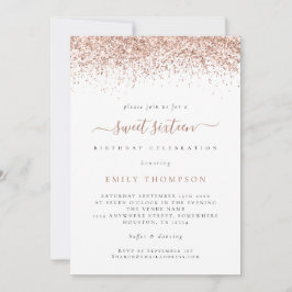 Trendy Rose Glitzer Sweet 16 Geburtstagsparty Einl Einladung