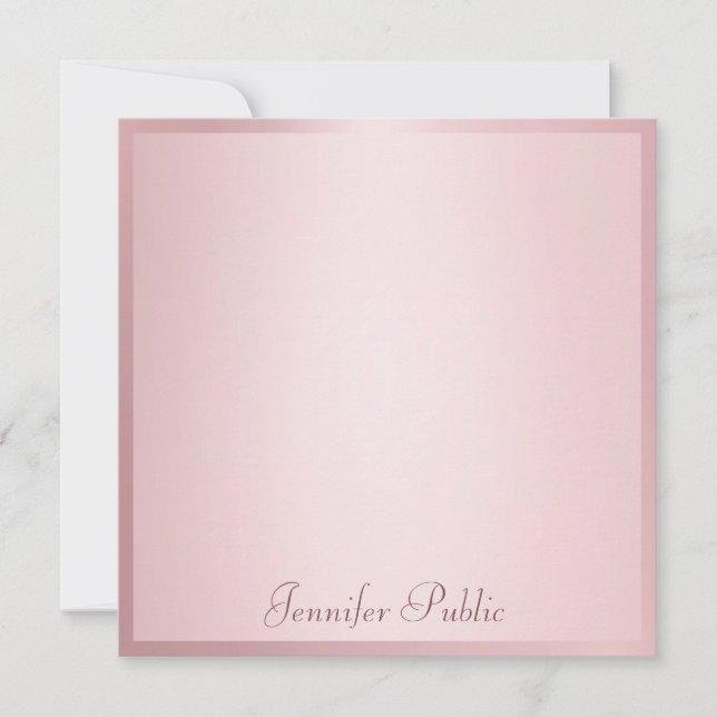 Trendy Rose Gold Calligraphy Script Elegant Modern Mitteilungskarte (Vorderseite)