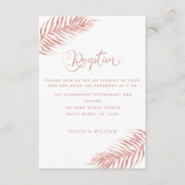 Trendy Rose Gold Damask Glitzer Hochzeitsempfang Begleitkarte