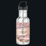 Trendy Rose Gold Diamonds Glitzer Monogram Edelstahlflasche<br><div class="desc">Trendiges Goldmuster und Diamanten aus der Rose mit Ihrem Monogramm und Namen. Die perfekte coole Geschenkidee für sie bei jeder Gelegenheit.</div>