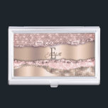 Trendy Rose Gold Diamonds Glitzer Monogram Visitenkarten Dose<br><div class="desc">Trendiges Goldmuster und Diamanten aus der Rose mit Ihrem Monogramm und Namen. Die perfekte coole Geschenkidee für sie bei jeder Gelegenheit.</div>