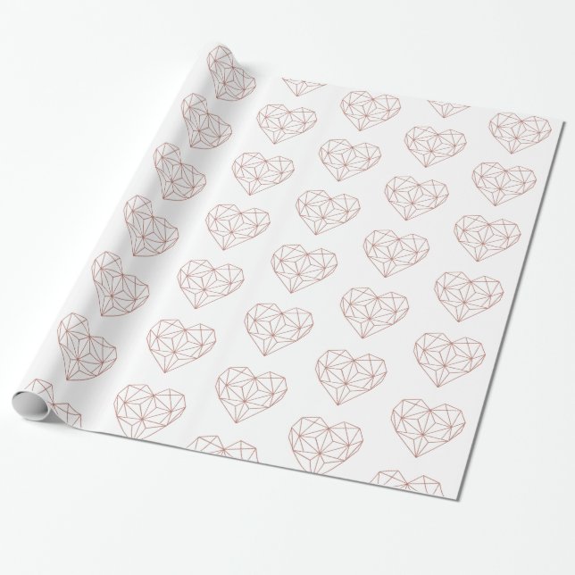 Trendy Rose Gold Foil Geometric Herzmuster Geschenkpapier (Ungerollt)
