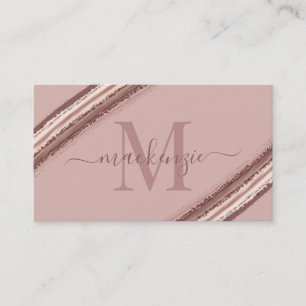 Trendy Rose Gold Foil Kupfer Brush Monogram Visitenkarte