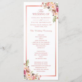 Trendy Rose Gold Frame Floral Wedding Programm