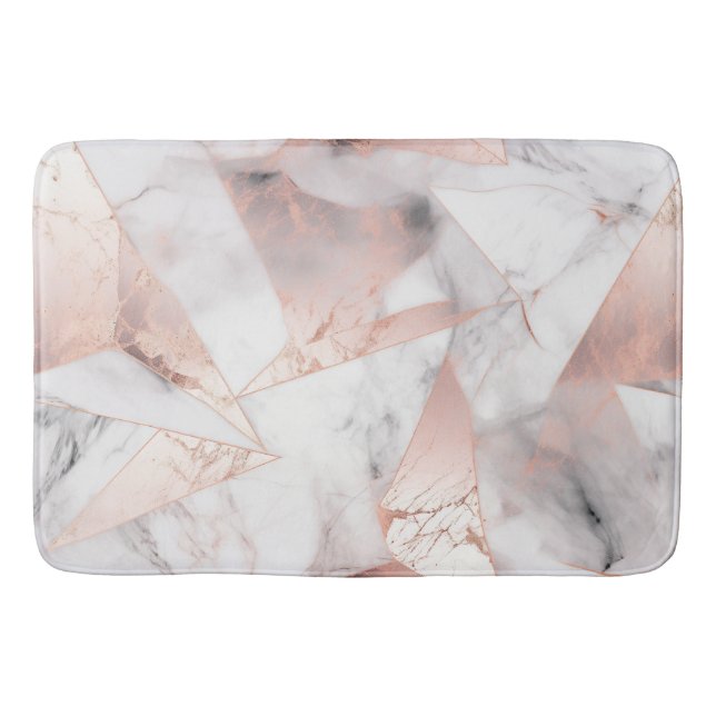 Trendy Rose Gold Geometric Marble Badematte (Vorderseite)