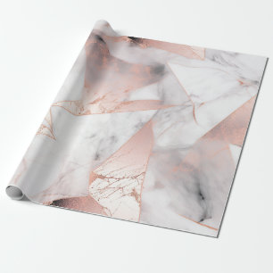 Trendy Rose Gold Geometric Marble Geschenkpapier