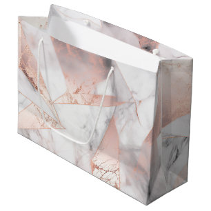 Trendy Rose Gold Geometric Marble Große Geschenktüte