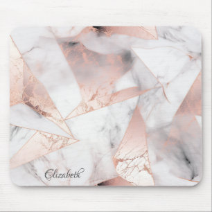 Trendy Rose Gold Geometric Marble Mousepad