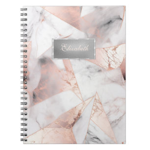 Trendy Rose Gold Geometric Marble Notizblock