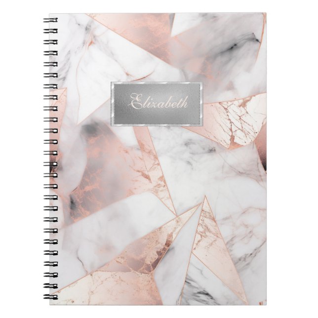Trendy Rose Gold Geometric Marble Notizblock (Vorderseite)