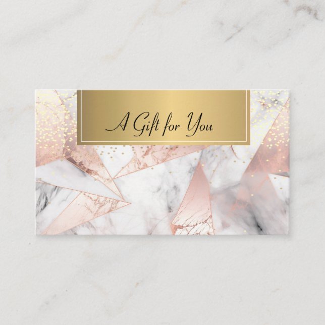 Trendy Rose Gold Geometric Marble Rabattkarte (Vorderseite)