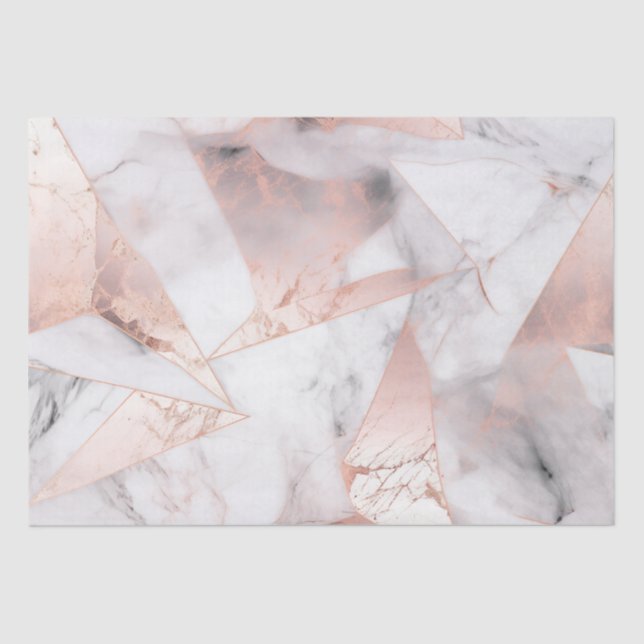 Trendy Rose Gold Geometric Marble Seidenpapier (Vorderseite)
