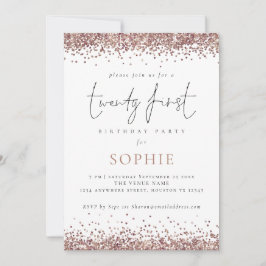 Trendy Rose Gold Glitzer 21. Party Einladung