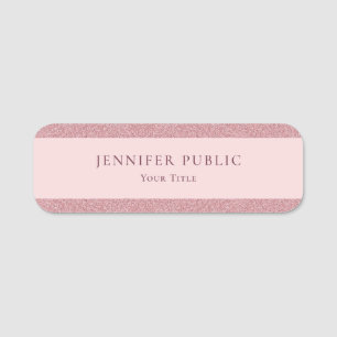 Trendy Rose Gold Glitzer Beruflich Design Chic Namensschild
