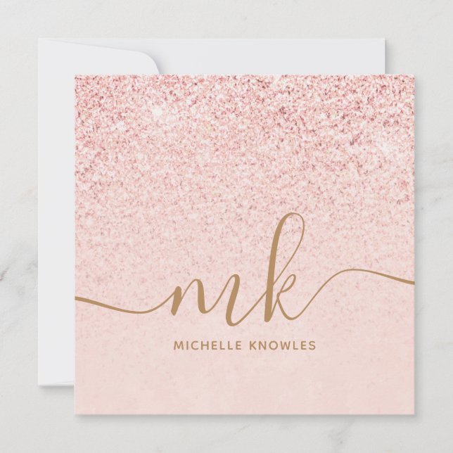 Trendy Rose Gold Glitzer Extravagante Initialen un (Vorderseite)