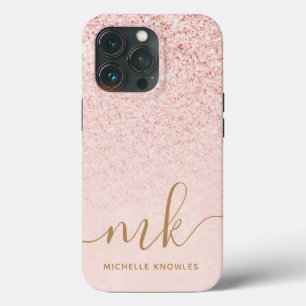 Trendy Rose Gold Glitzer Extravagante Initialen un Case-Mate iPhone Hülle