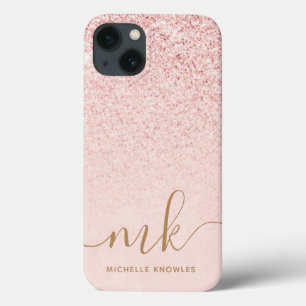Trendy Rose Gold Glitzer Extravagante Initialen un Case-Mate iPhone Hülle