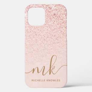 Trendy Rose Gold Glitzer Extravagante Initialen un Case-Mate iPhone Hülle