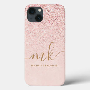 Trendy Rose Gold Glitzer Extravagante Initialen un Case-Mate iPhone Hülle