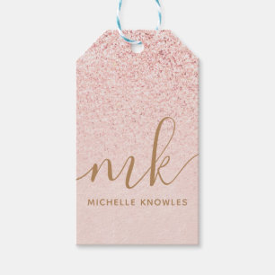 Trendy Rose Gold Glitzer Extravagante Initialen un Geschenkanhänger