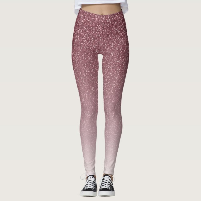 Trendy Rose Gold Glitzer Girly Ombre Leggings (Vorderseite)