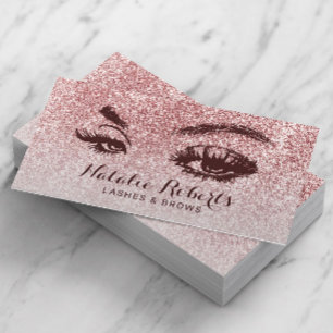 Trendy Rose Gold Glitzer Lashes Eyelash Salon Visitenkarte