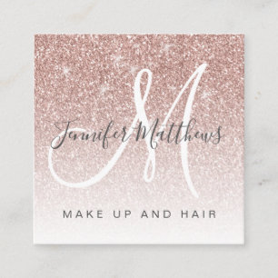 Trendy Rose Gold Glitzer Makeup Artist Hair Salon Quadratische Visitenkarte