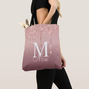 Trendy Rose Gold Glitzer Monogram Personalisiert T