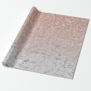 Trendy Rose Gold Glitzer Ombre Weißer Marmor Geschenkpapier