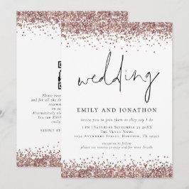 Trendy Rose Gold Glitzer QR Code Wedding Einladung