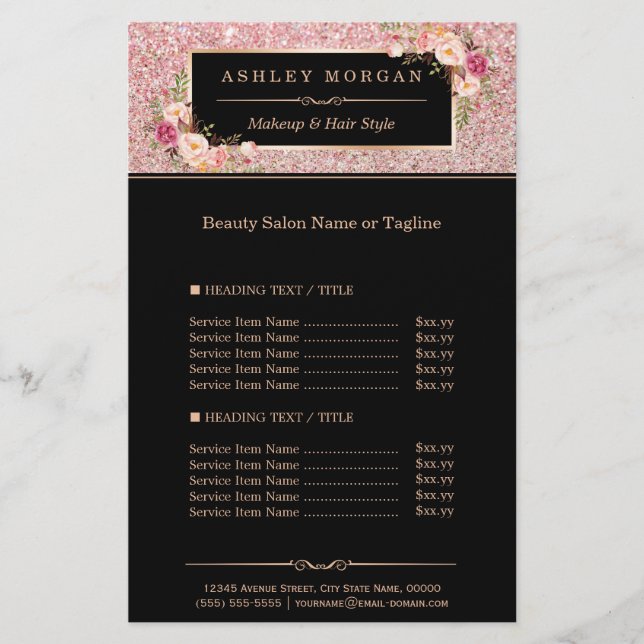 Trendy Rose Gold Glitzer Sparkling Girly Flyer (Vorne)