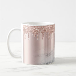 Trendy Rose Gold Glitzer Tropfen Chic Marbour Cust Kaffeetasse